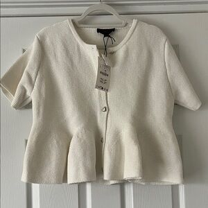 White Zara Peplum Knit Shirt - NWT - size large